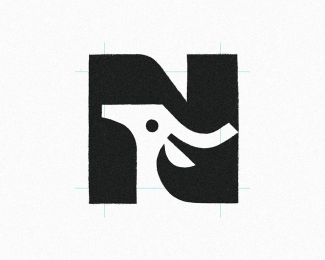 Letter N Deer monogram typography logo