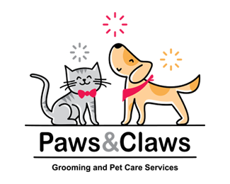 Paws and Claws Pet Care Logo for Sale