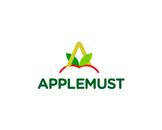 Appelmust logo design: A + M + apple fruit