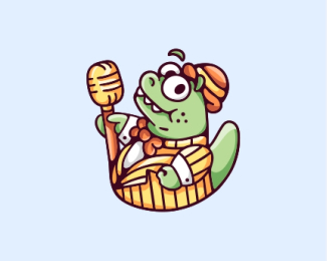 Funny Mic Crocodile Logo