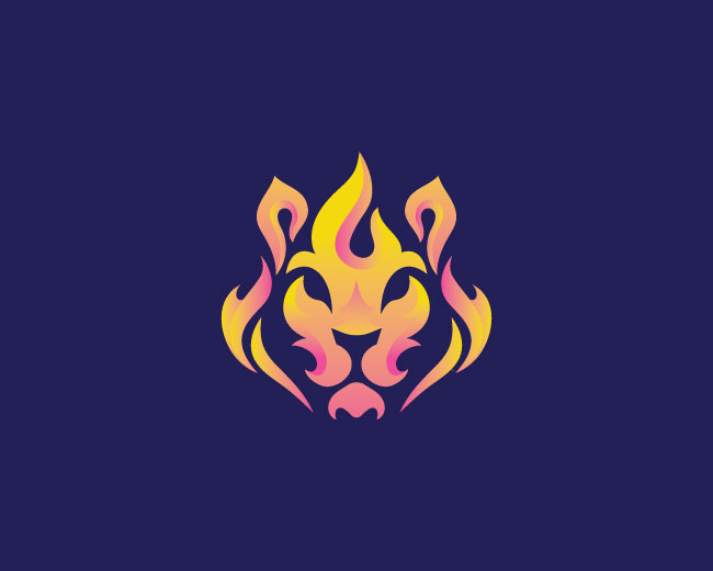 Gradient Fire Lion Logo