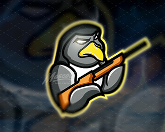 Gun Penguin Mascot Logo