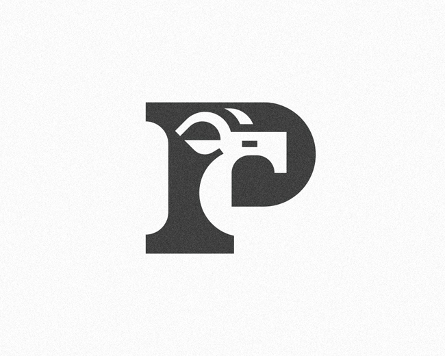 Letter P Goat logo
