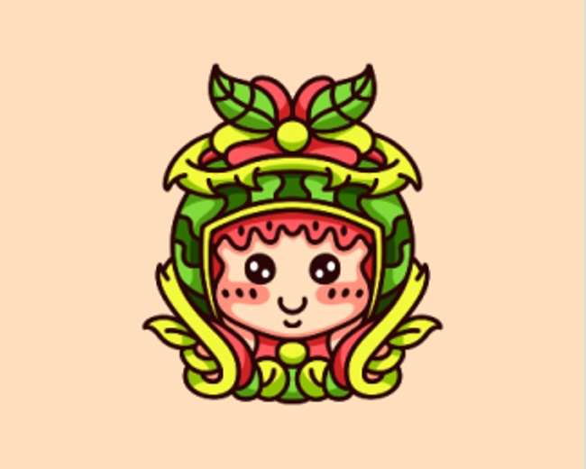 Watermelon Cute Fruit Logo