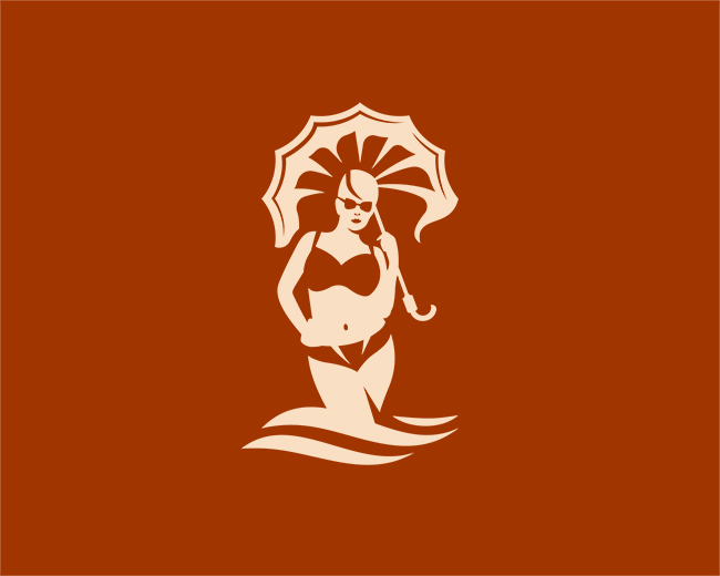 Girl With Umbrella On The Sea Logo
