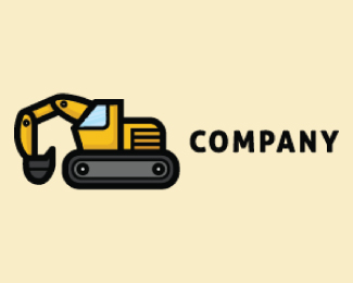 Yellow Excavator Cartoon Logo Design