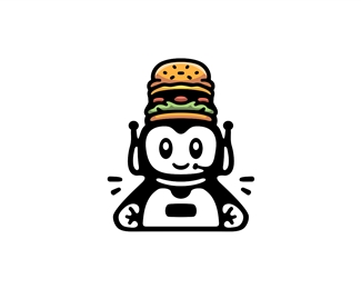 Cute Burger Robot Logo