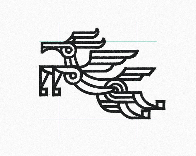 Winged Gazelle logomark design sketch