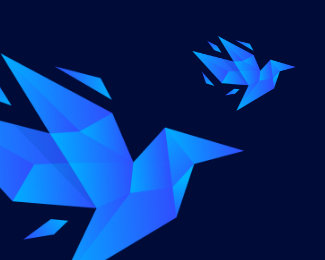 origami bird logo icon