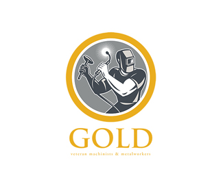 Gold Veteran Machinist and Metalworkers Logo