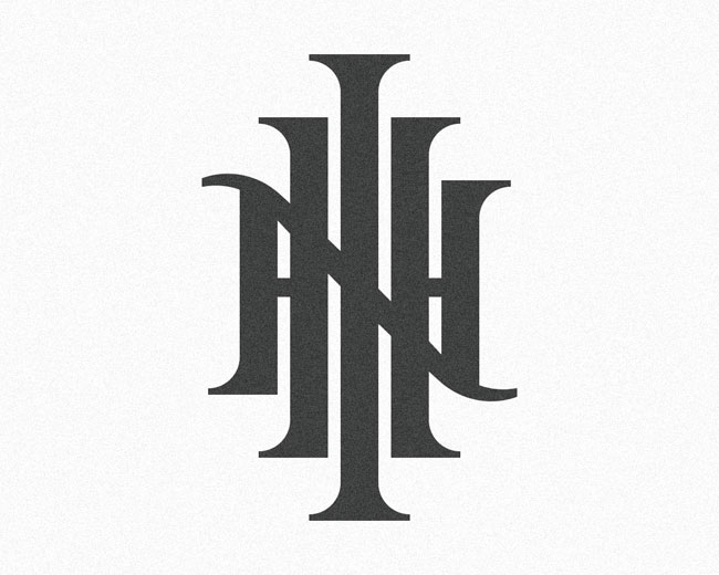 Classical I H N monogram typography logomark desig