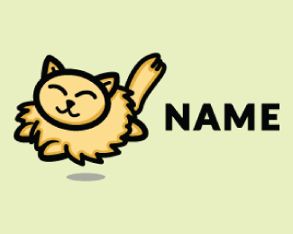 Jumping Fat Cat Cartoon Logo Design