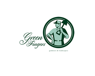 Green Fingers Gardener Landscaper Logo