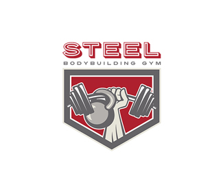 Steel Body Building Gym Logo