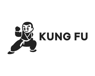 Chinese Kung Fu Kid Cartoon Logo design