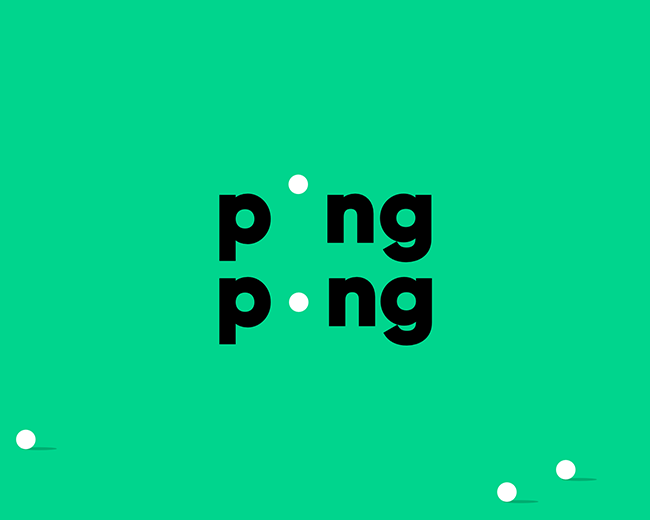 Ping pong, fun negative space logotype / word mark