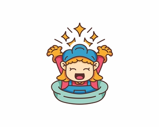 Cheerful Cleaning Girl Logo