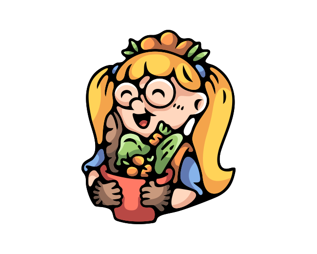 Cute Vegetable Girl Logo