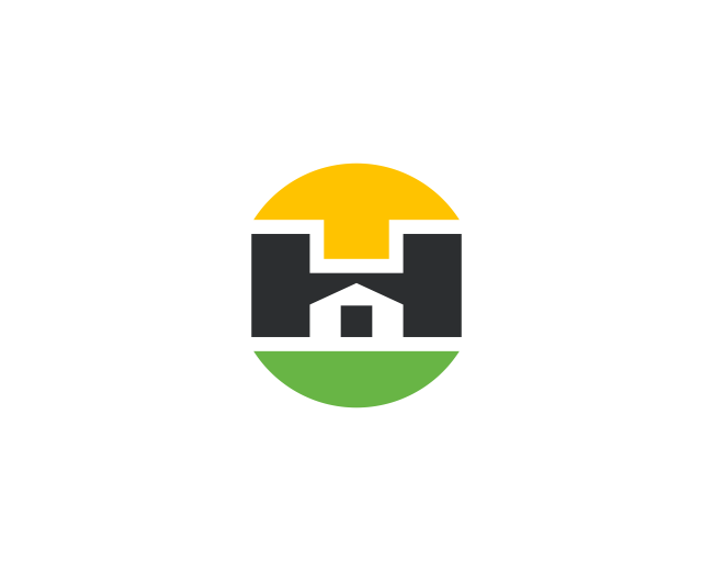 Letter H House Sun Land Logo