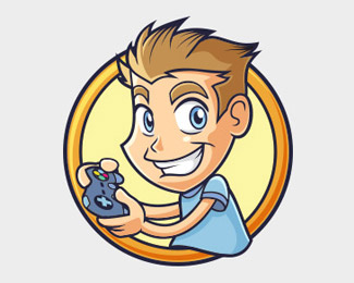Gamer Kid with Joystick Logo