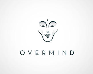 Overmindclean and simple logo face, oriental shape