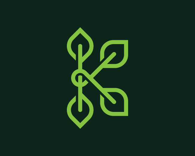 Elegant K Leaf Logo