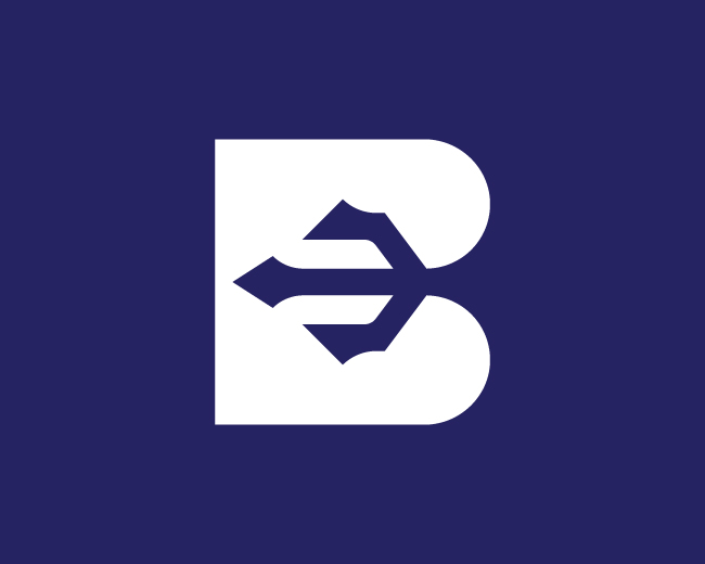 Negative Space Trident B Logo