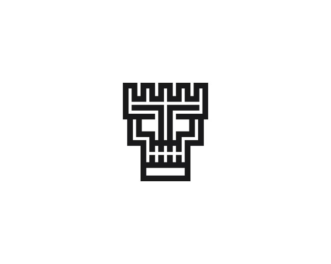 geometric Skull Castle Logo