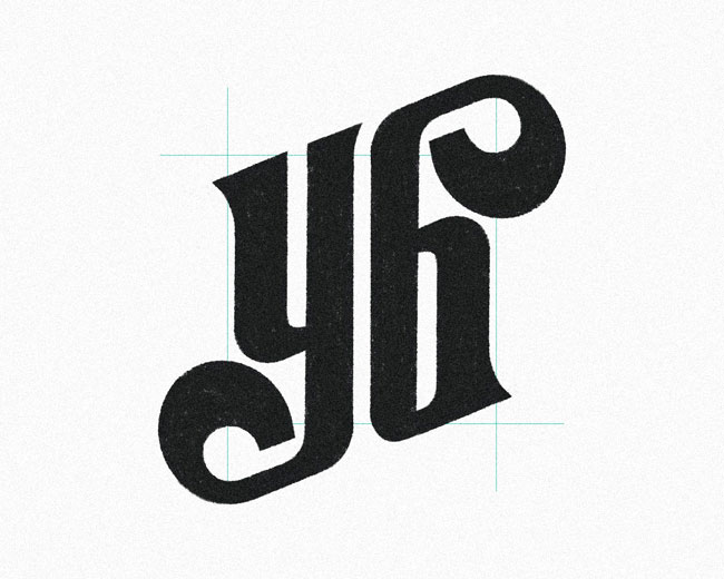 Y B monogram typography logomark design