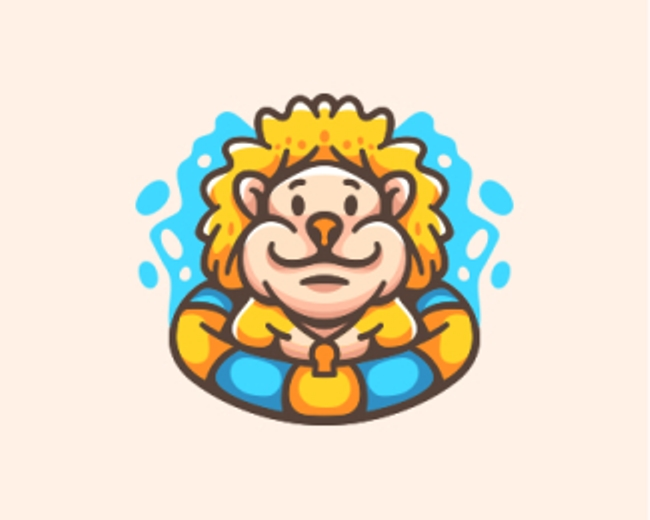 Lion Water Mascot Logo