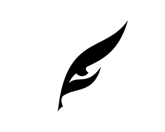 Ink pen eye and letter F logo