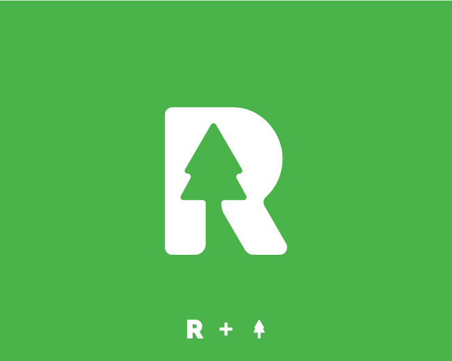 letter r + tree outdoor logo