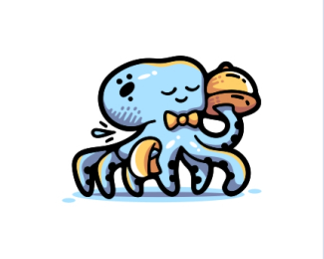 Restaurant Waiter Octopus Logo