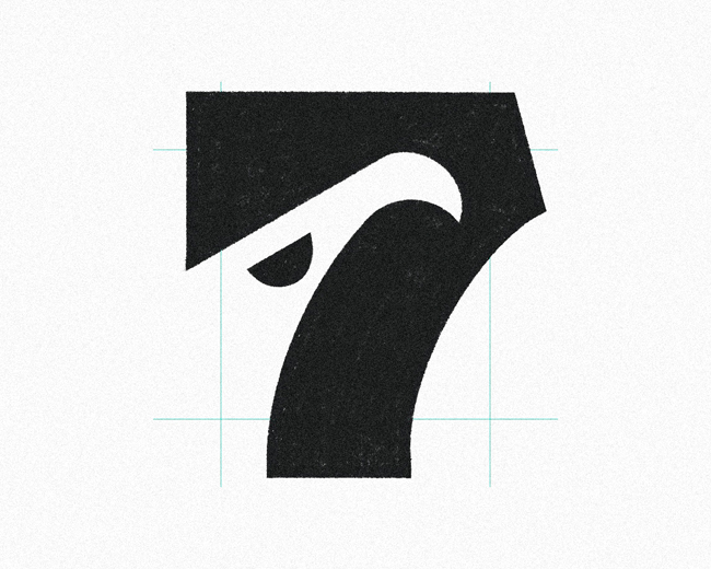 Negative Space Number 7 Eagle  logomark design pro