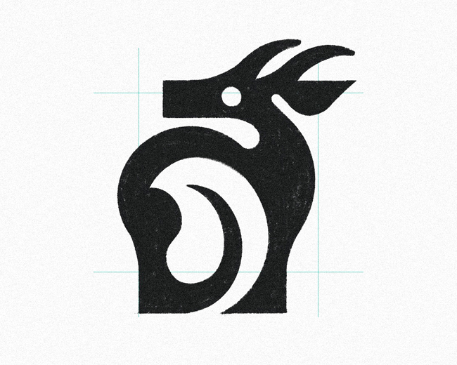 Negative Space Goat & Leaf  logomark design