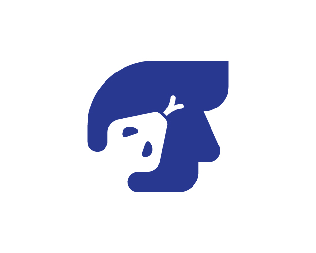 minimal negative space brain with snake logo