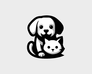 Minimalist Dog and Cat Pet Care Logo