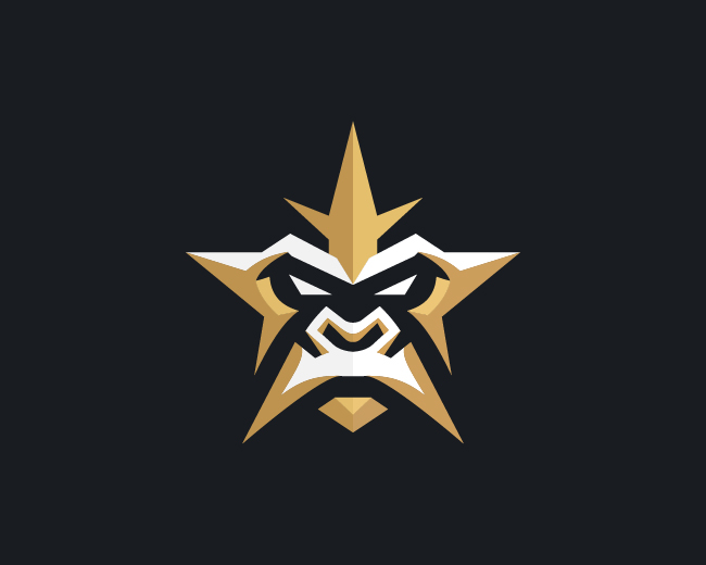 Gorilla Star Face Geometric Logo.