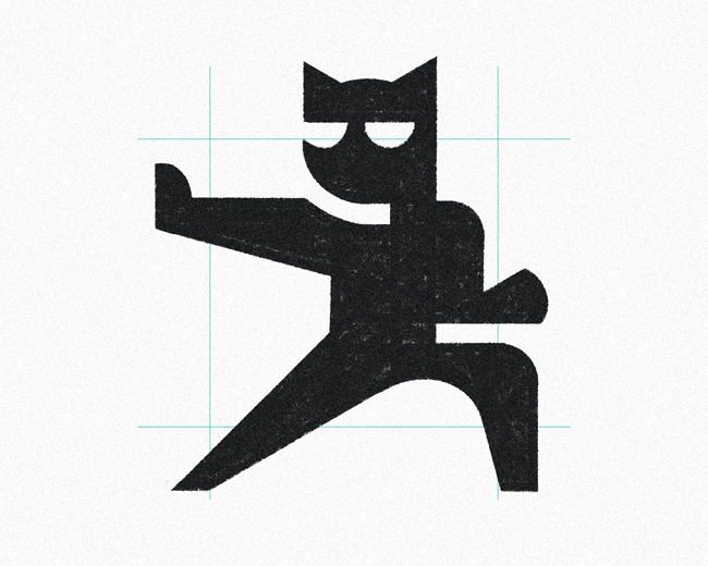 Minimal Martial Art Cat  logomark design