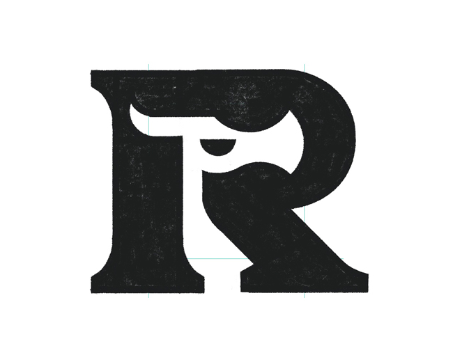 Negative Space Letter R Dragon Typography  logomar