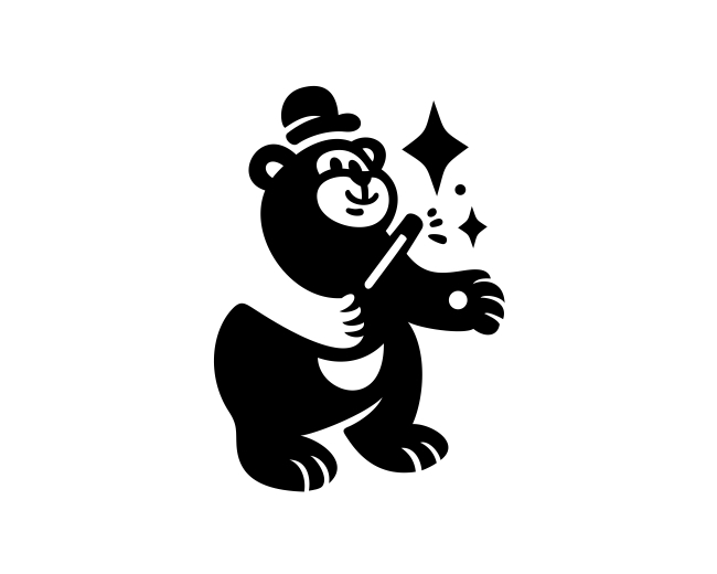 Monochrome Magician Bear Star Logo