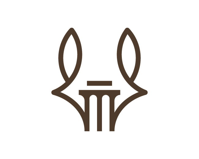 modern minimal pillar fox head logo