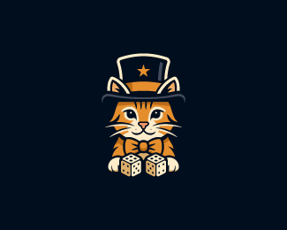Lucky Gambler Cat Mascot Logo