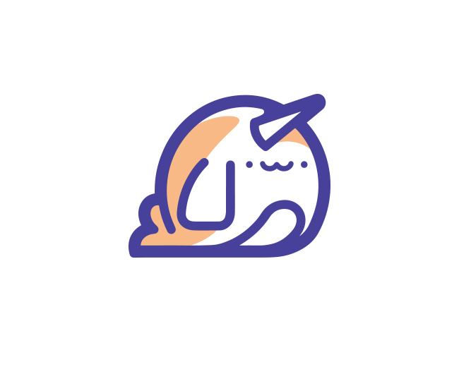 Narwhal Ocean Unicorn ready-made logo for sale