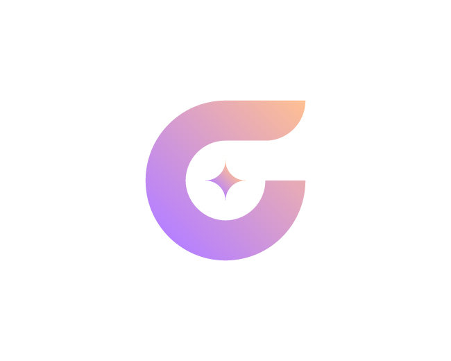 Gradient Letter C With Star Spark Icon