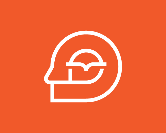 modern monoline owl human brain logo