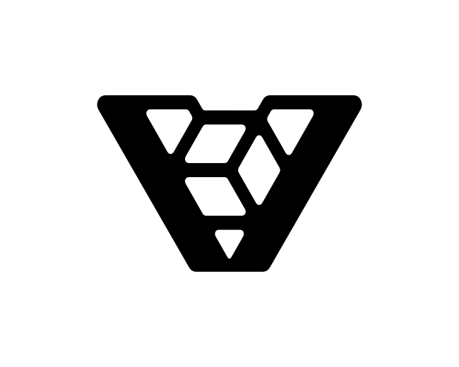 Letter V Cube Geometric Line Monogram Logo