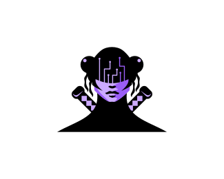 Cyber samurai woman logo