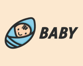 Cute Baby Carrier Cartoon Logo Design
