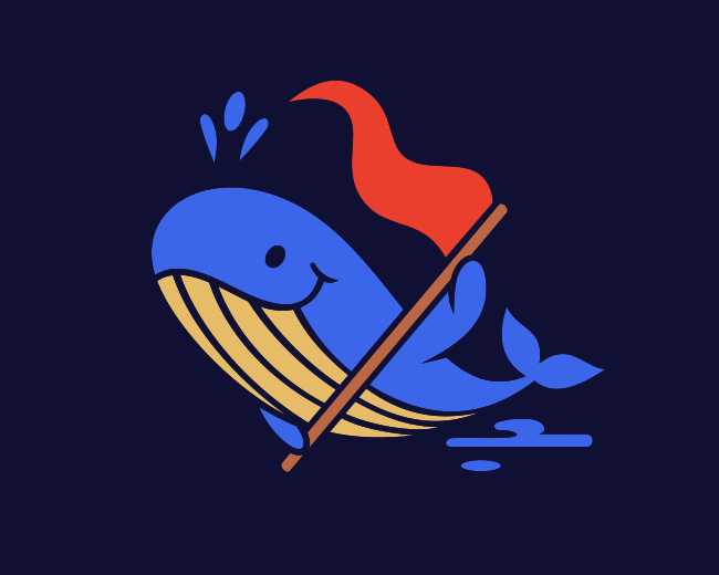 Cute Whale Sea Flag Logo